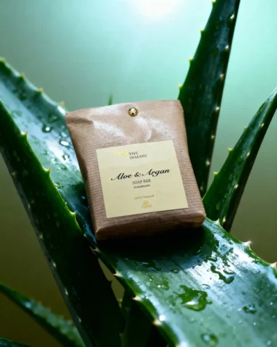 Aloe & Argan Sæbebar med luffa - eksfolierende fast sæbe til tør hud