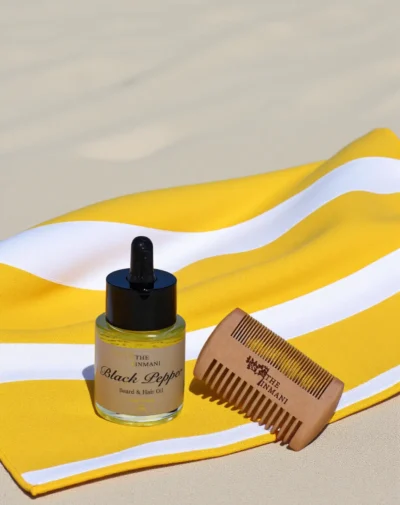 Grooming Sæt fra THE INMANI - naturlig skægpleje med hårolie og sandeltræskam
