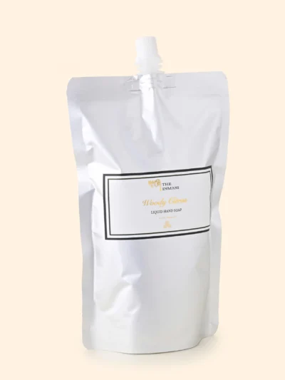 Woody Citrus Refill 500 ml – naturlig flydende håndsæbe i fødevaregodkendt aluminium Citrusduftende håndsæbe håndlavet i Helsingør – klar til genopfyldning Plastfri refill med æteriske olier – Woody Citrus fra THE INMANI