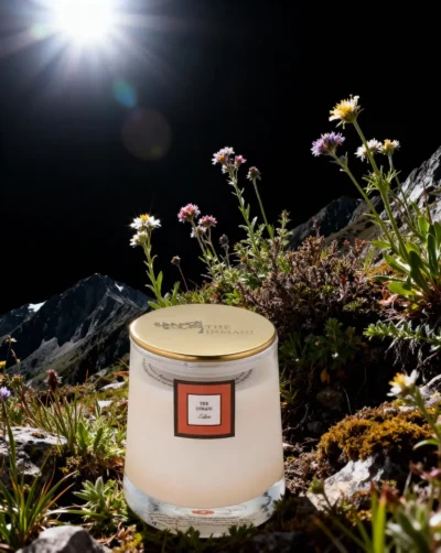 Eden duftlys fra THE INMANI i naturlig soyavoks med trævæge – frisk citrus, amber og vetiver